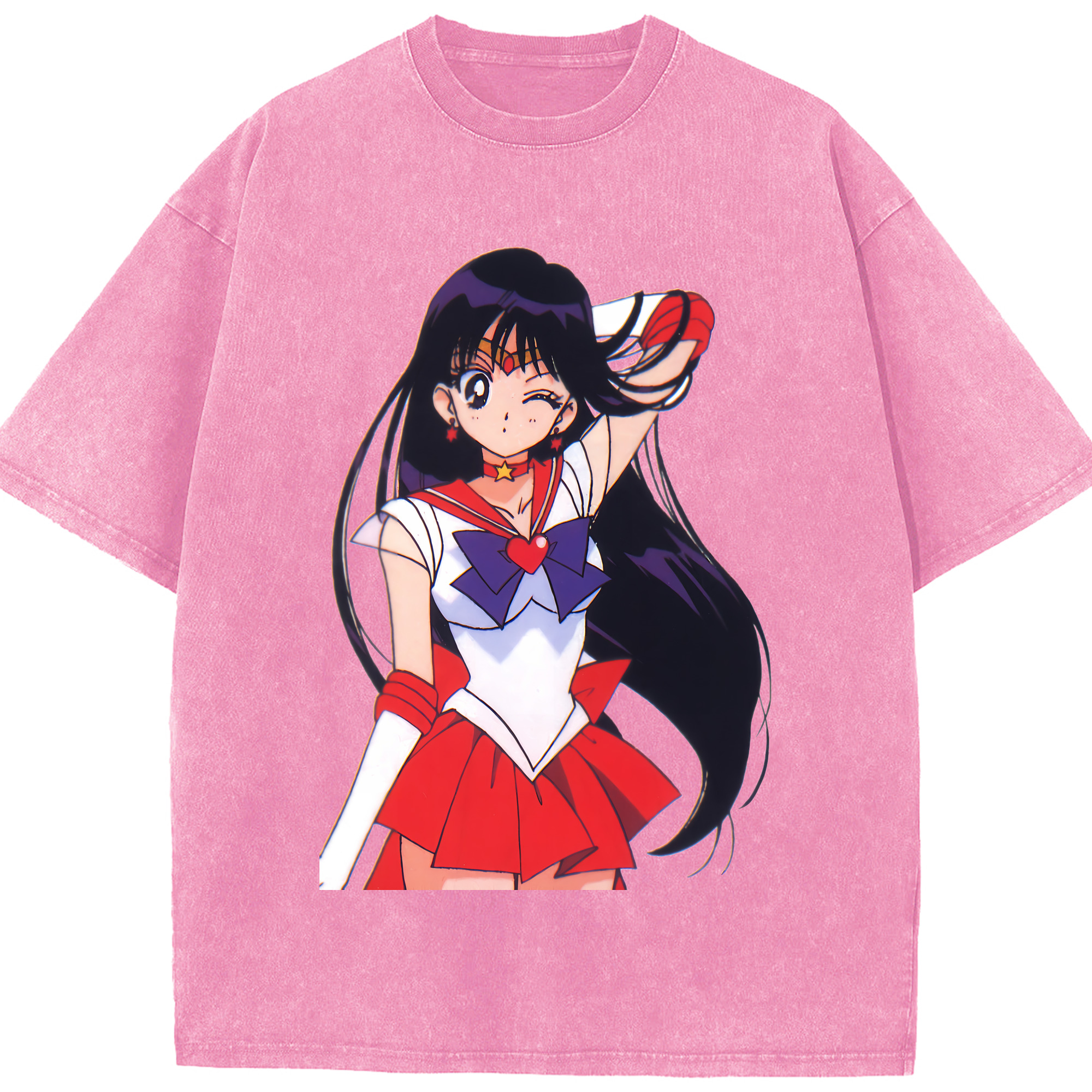 （画像用） 美少女戦士セーラームーン 火野レイ ひの レイ Sailor Moon Hino Rei （セーラーマーズ,Sailor Mars） 綿100% ヴィンテージ風 半袖Tシャツ（フロントプリント）